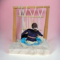 Navajo Weaver Woman Figurine, Loom Display, Native American Art, Southwestern Decor, 8 Inches Tall