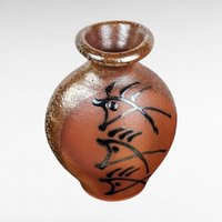 Brad Lee Henry 5 Inch Pottery Vase, Studio Pottery, Miniature Vase, Signed Pottery, Brown and Gold Glaze