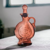 Vintage Amethyst Glass Decanter, Purple Glass Bottle with Stopper, Embossed Design, Home Bar Decor, Mid-Century Modern
