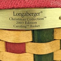 2003 Longaberger Christmas Caroling Basket, Festive Holiday Decor, Collectible Basket, Red and Green Basket, Gift for Collector