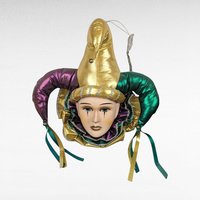 Vintage Porcelain Jester Wall Hanging, Mardi Gras Decor, Harlequin Mask,  Jesters Mask Wall Decor,  Masquerade Decor