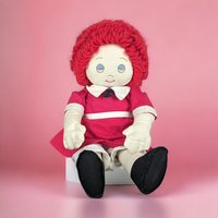 Vintage Little Orphan Annie Plush Doll, 17 Inch Rag Doll, Collectible Doll, Red Hair Doll, Nostalgic Toy