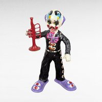 Vintage Mexican Paper Mache Clown Figurines, Musician Clowns, Folk Art, Day of the Dead Decor, Pair of Clowns
