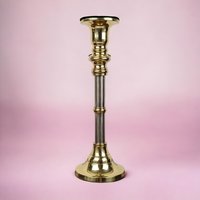 Vintage Two Tone Metal Candlestick, Silver & Brass Candle Holder, Taper Candle Holder,  Minimalist Decor