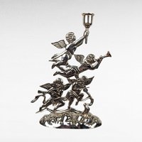 Godinger Silver Plate Candlestick, Cherub Candle Holder, Angel Candle Holder, Vintage Home Decor