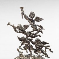 Godinger Silver Plate Candlestick, Cherub Candle Holder, Angel Candle Holder, Vintage Home Decor