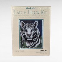 Vintage WonderArt Latch Hook Kit, Snow Tiger, Sealed, Caron International, Craft Kit, Rug Making,  DIY Project, Tiger Decor