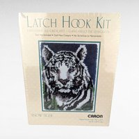 Vintage WonderArt Latch Hook Kit, Snow Tiger, Sealed, Caron International, Craft Kit, Rug Making,  DIY Project, Tiger Decor