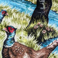 Vintage Tapestry Wall Hanging, Pheasants in Woodland Scene, Bohemian, Large Wall Art, Nature Tapestry