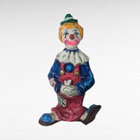 Vintage Paper Mache Clown Figurine, 12 Inch Clown, Handmade Clown, Collectible Clown, Circus Decor, Whimsical Decor