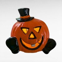 Vintage Halloween Jack O' Lantern Light, Ceramic Pumpkin, Light Up Decor, Retro Halloween, Collectible