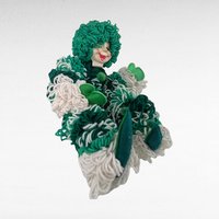 Vintage Handmade Yarn Clown, Green and White Clown Doll, Whimsical Decor, Collectible Clown, Unique Gift