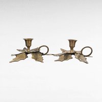 Vintage Brass Candlesticks | Leaf Candle Holders | Made in India | Boho Decor | Brass Decor