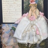 Vintage Shadow Box Collage | Perfume Theme | Romantic Art | Antique Ephemera | Wall Decor