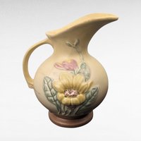 Vintage Hull Pottery Magnolia Pitcher | Art Deco Vase | Floral Ceramic Pitcher |  Collectible Pottery | 7.5 Inches