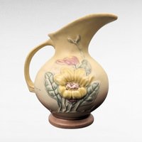 Vintage Hull Pottery Magnolia Pitcher | Art Deco Vase | Floral Ceramic Pitcher |  Collectible Pottery | 7.5 Inches