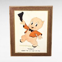 Vintage 1940s Porky Pig & Petunia Pig Wall Plaques | L. Schiesinger | Looney Tunes Decor | Cartoon Collectibles | 5.5 x 4.5 Inches