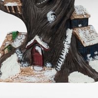 Vintage Halloween Treehouse Light, Handpainted Ceramic Haunted House, Spooky Decor, 13" Lit Treehouse, Unique Halloween Gift