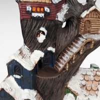 Vintage Halloween Treehouse Light, Handpainted Ceramic Haunted House, Spooky Decor, 13" Lit Treehouse, Unique Halloween Gift