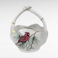 Vintage Limoges Porcelain Trinket Baskets | Pair of Bird Baskets | Cardinal and Blue Jay | French Porcelain | Gift for Bird Lovers