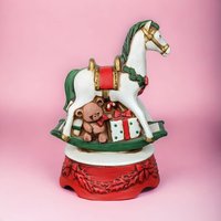 Vintage Enesco Rocking Horse Music Box | Plays "Joy to the World" | Christmas Decor | Collectible Music Box