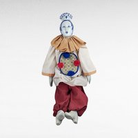 Vintage Porcelain Chinese Opera Doll | Blue and White Asian Doll with Stand | Collectible Doll | 24 Inches