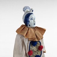 Vintage Porcelain Chinese Opera Doll | Blue and White Asian Doll with Stand | Collectible Doll | 24 Inches