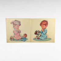 Vintage 1960s Pete Hawley Bedtime Kids Praying Wall Hanging | Retro Kids Decor