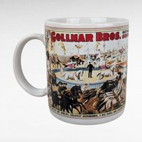 Vintage Flambro Ceramic Circus Poster Mugs, Set of 4 | Collectible Circus Mugs with Box | Retro Kitchen Decor | Gift for Circus Enthusiasts