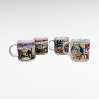 Vintage Flambro Ceramic Circus Poster Mugs, Set of 4 | Collectible Circus Mugs with Box | Retro Kitchen Decor | Gift for Circus Enthusiasts