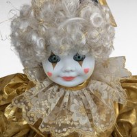 1990 Goebel 29 Inch Betty Jane Carter Gold Dust Musical Clown Doll | Porcelain | Plays "Swinging on a Star" | Vintage Collectible