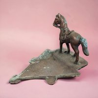 Vintage Copper Saddled Horse Ashtray, Bronze Horse Figurine Ashtray, Equestrian Decor, Unique Ashtray, Western Decor, Horse Lover Gift