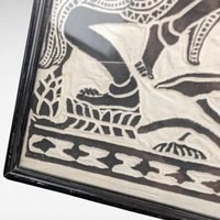 Vintage Framed Thai Goddess Rice Paper Art, Asian Wall Decor, Black and White Art, Thai Dancer Art, Buddhist Art, Spiritual Decor