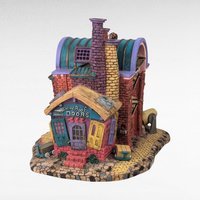 Vintage 1998 Department 56 T.L. Pigs Brick Factory - Christmas Village Accessory - Lit Building - Three Little Pigs