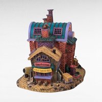 Vintage 1998 Department 56 T.L. Pigs Brick Factory - Christmas Village Accessory - Lit Building - Three Little Pigs