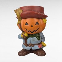 Vintage 1970s Hand Painted Scarecrow and Jack O'Lantern Figures - Halloween Decor - Fall Decor - Retro Figurines