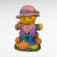Vintage 1970s Hand Painted Scarecrow and Jack O'Lantern Figures - Halloween Decor - Fall Decor - Retro Figurines