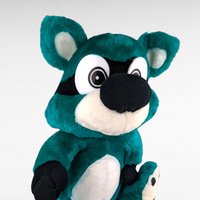 Vintage Nanco Bandit Green Raccoon Plush - Stuffed Animal - Collectible Plush - Retro Toy - Green Raccoon Toy