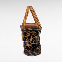 Vintage Art Glass Purse with Orange Strap | Handblown Glass Sculpture | Unique Home Decor | Collectible Glass