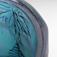 Vintage Indiana Glass Harvest Grape Carnival Glass Lidded Candy Dish, Iridescent Blue Glass,  Collectible Glassware