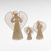 Corn Husk Angel Figurines | Set of 3 Praying Angels | Rustic Angel Decor | Handmade Angel Trio | Natural Fiber Art