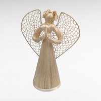 Corn Husk Angel Figurines | Set of 3 Praying Angels | Rustic Angel Decor | Handmade Angel Trio | Natural Fiber Art
