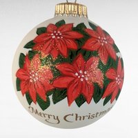2001 Vaillancourt Folk Art Poinsettia Glass Ornament, Vintage Christmas Ornament, Hand-Painted, Holiday Decor, Collectible Ornament