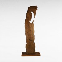 Vintage Hand-Carved Wooden Woman with Palm Frond Sculpture - 27" Tribal Art - Wood Statue - African Art