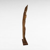 Vintage Hand-Carved Wooden Woman with Palm Frond Sculpture - 27" Tribal Art - Wood Statue - African Art