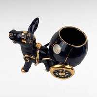 Vintage Italian Donkey and Cart Figurine - Ceramic Donkey Figurine - Blue and Gold Donkey with Cart - Italian Pottery - Donkey Decor
