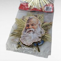 Vintage 1991 Roman Santa Starburst Ornaments, Set of 4, 5" Gold Foil Christmas Ornaments, New in Package, Retro Holiday Decor