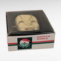 Vintage 1984 Kurt Adler Santa's World Porcelain Mask Ornament, Comedy Mask, Harlequin, Christmas Ornament