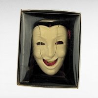 Vintage 1984 Kurt Adler Santa's World Porcelain Mask Ornament, Comedy Mask, Harlequin, Christmas Ornament