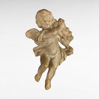 Vintage Ceramic Cherub Wall Hangings - Painted Gold - Angelic Decor - 8 1/2 Inches Tall